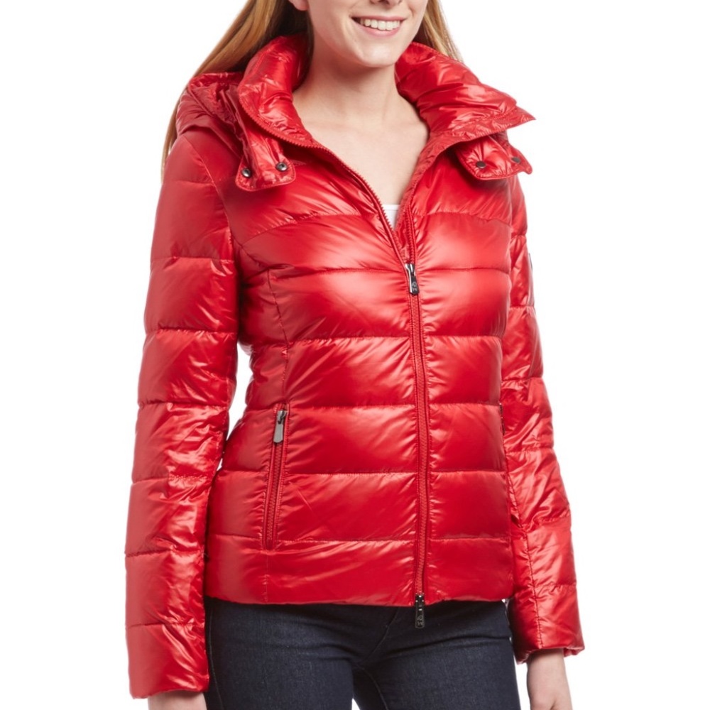 Happy Goat Lucky Red Maxine Down Puffer Coat Jacket with Hood